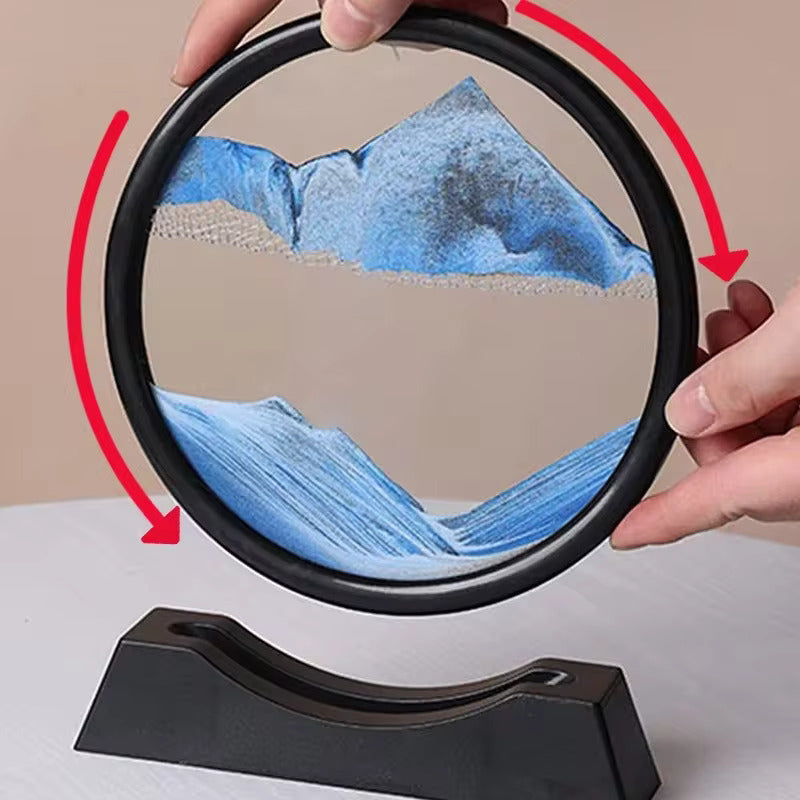 D Moving Sand Art Nordic Creative Oranment Liquid Hourglass Flowing Sand Sandscape Round Quicksand Painting Home Decor Gifts